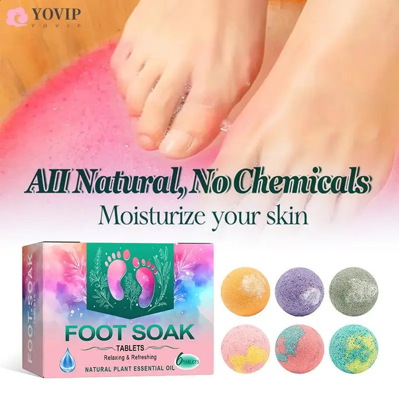 6pcs Essential Oil Foot Bath Balls Herbal Foot Soak Pills Instant Soak Balls Sweat Balls Bath Salts Ginger Dispel Cold 240701
