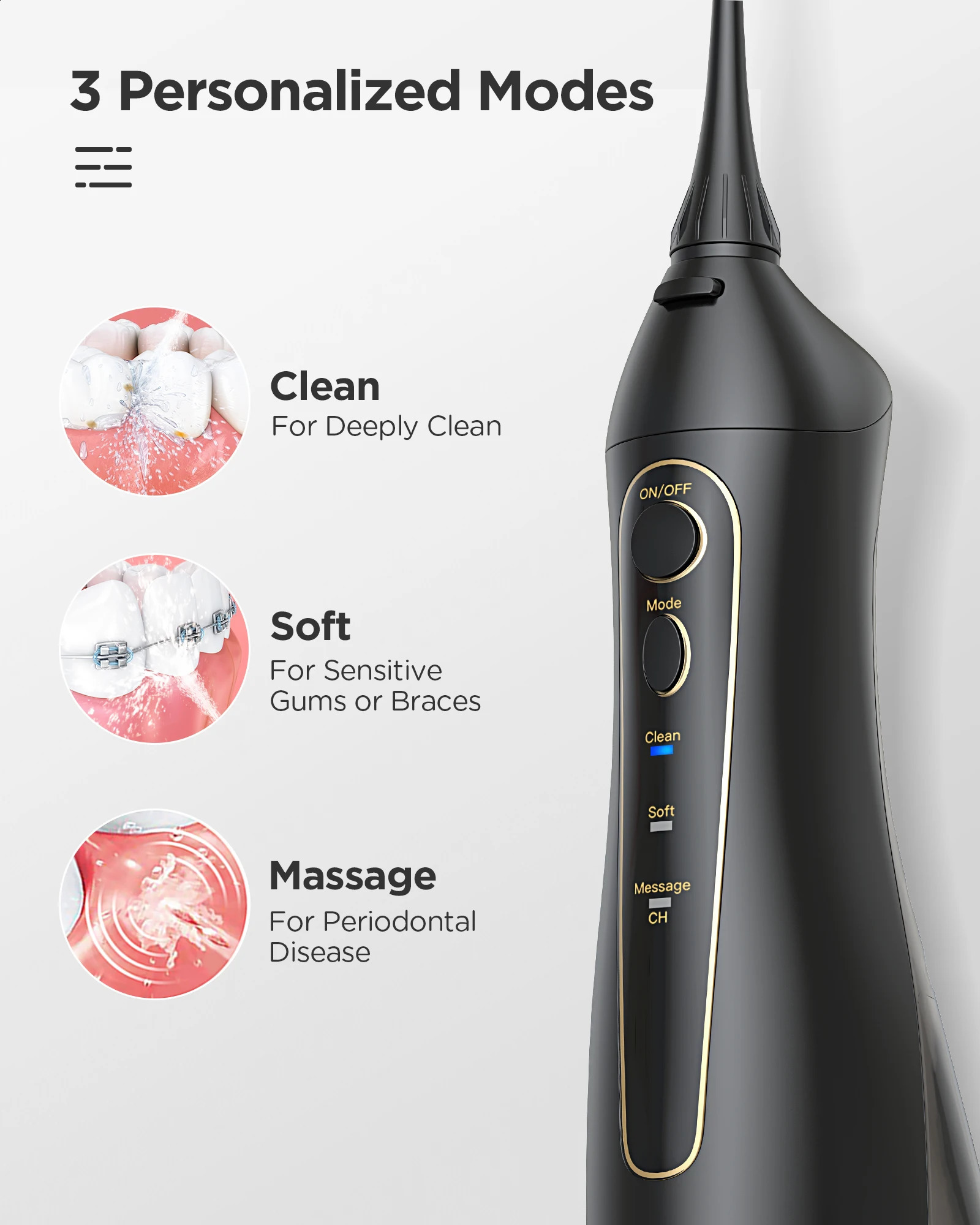 Fairywill Water Dental Flosser Teeth Portable Cordless USB Oral Irrigator Cleaner IPX7 Waterproof Electric Toothbrush 240701