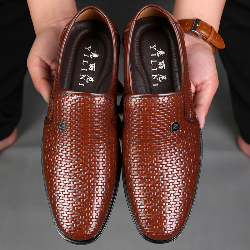 Leather men's sandals, leather shoes, summer leather sandals, men's holes, breathable, cut-outs, white business formal casual shoes