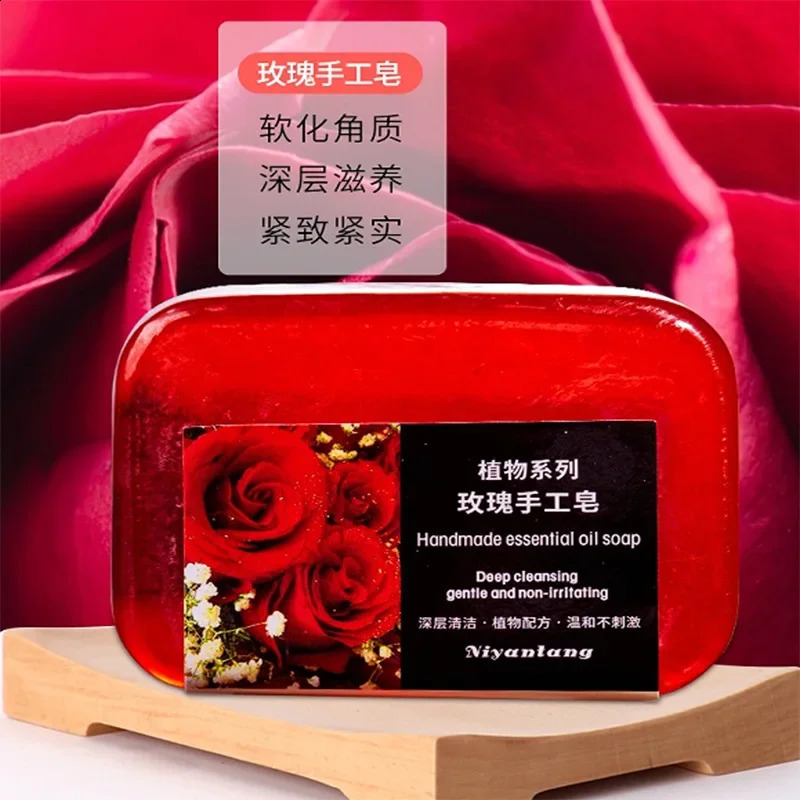 Thai Natural Fruit Rose Soap Hand Washing Cleansing Bath Soap Essential Oils Body Soap Bar for Women 240701