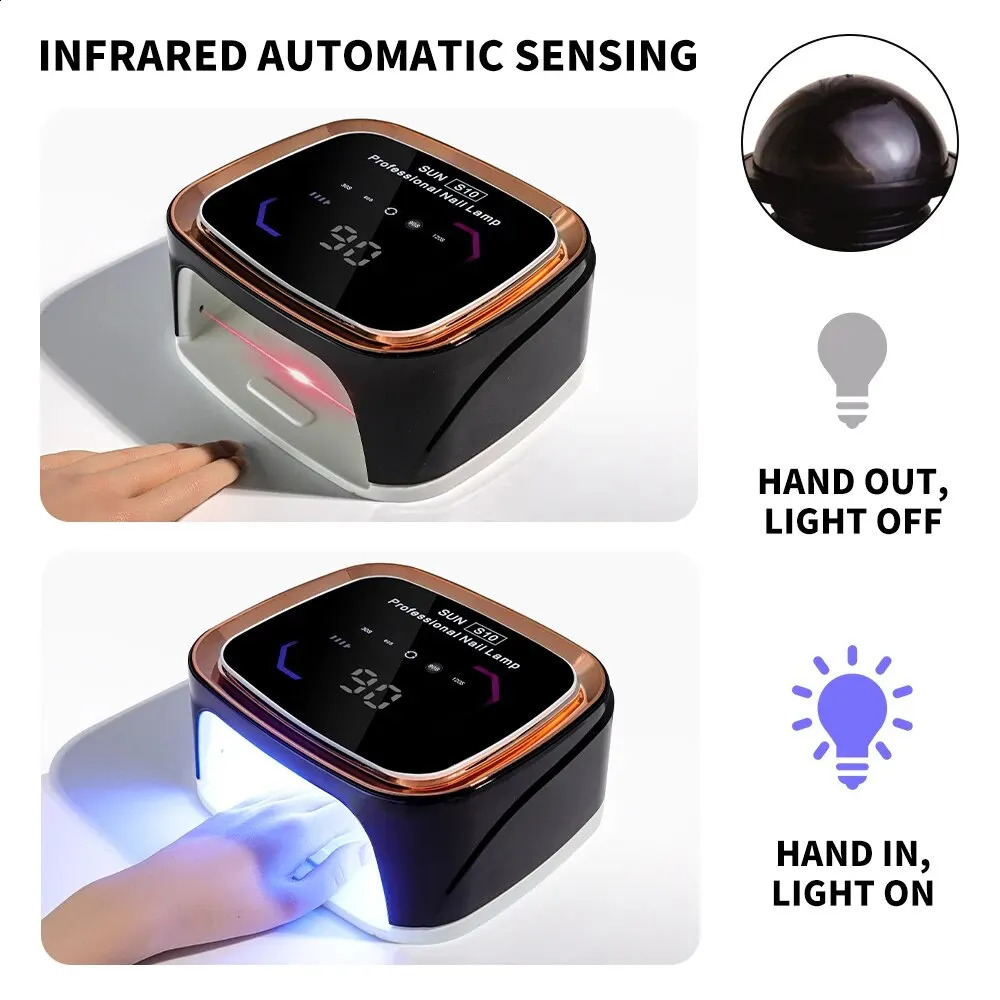 Professional Rechargeable Nail UV LED Lamp Dryer HD Display Smart Wireless Nail Drying Lamp for Fast Dry Curing All Polish Gel 240701