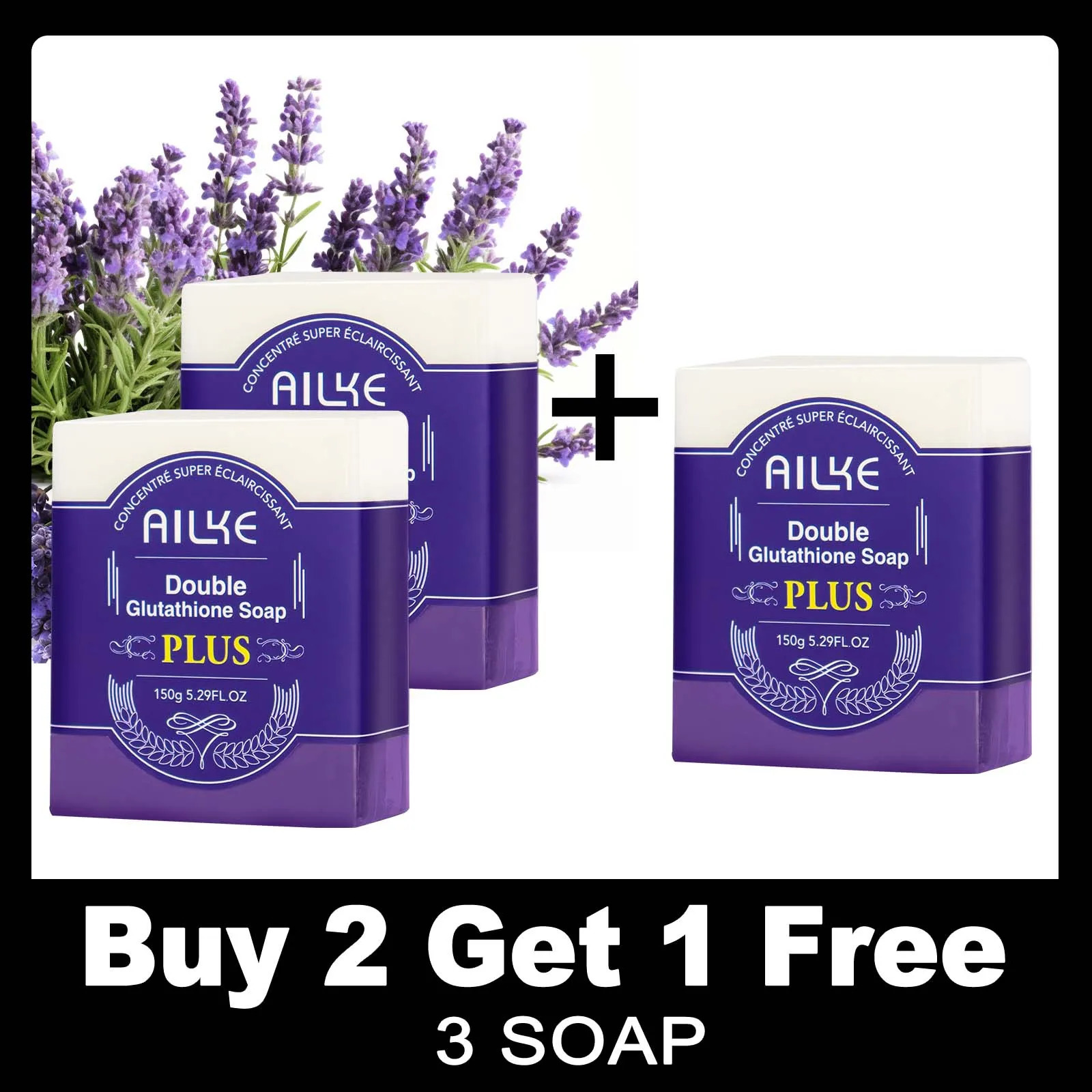 AILKE Soap Bar With Organic Glutathione Lavender For Face Body Reduce Spots Clean SkinSupport Customized 240701