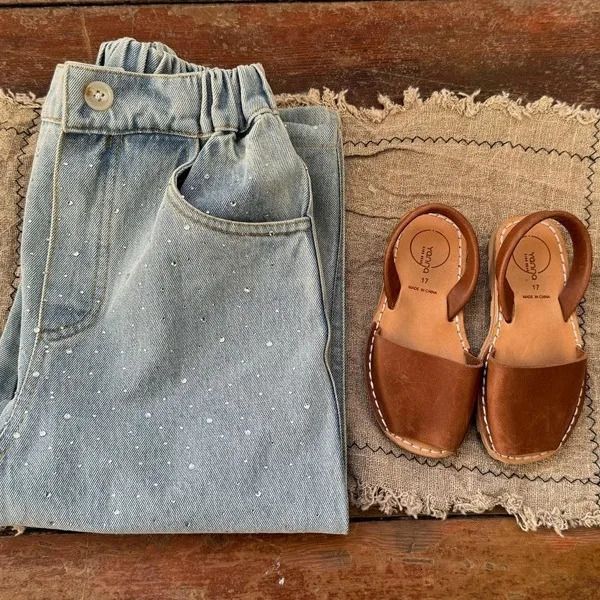 Children Clothing Spring Summer Fashion Korean Style Straight Leg Jeans for Girls Kids Casual Full Length Denim Pants 240701