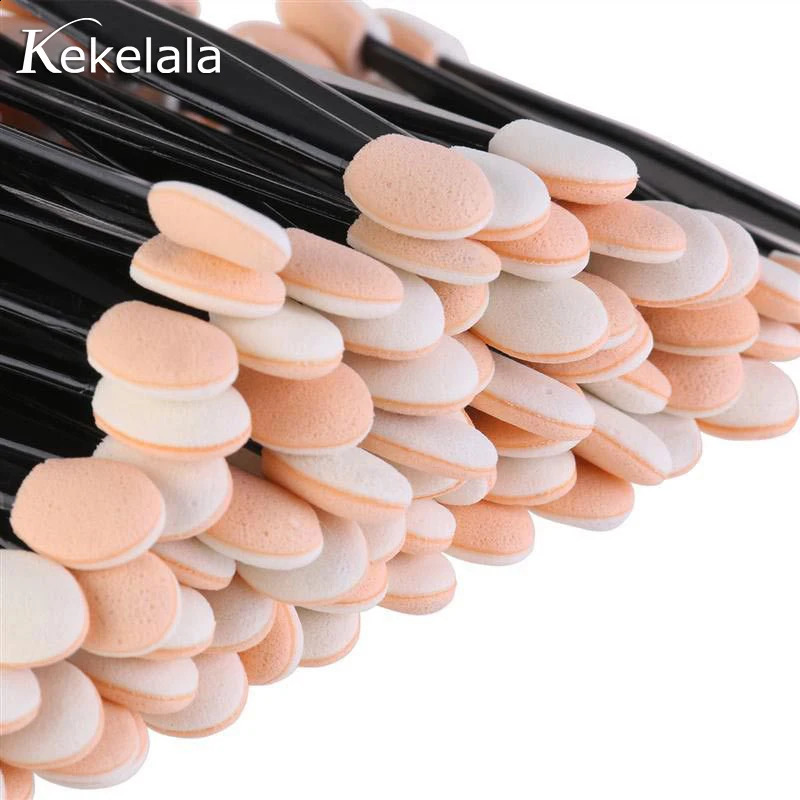 Kekelala Wholesale 5030Pcs Disposable Eyeshadow Brush Portable Double End Sponge Eye Shadow Applicators Beauty Makeup Tools 240701