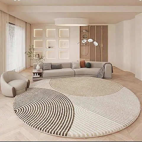 Designer carpet advanced wool texture round thickened short veet minimalist living room coffee table Wabi-Sabi modern simplicity H260226