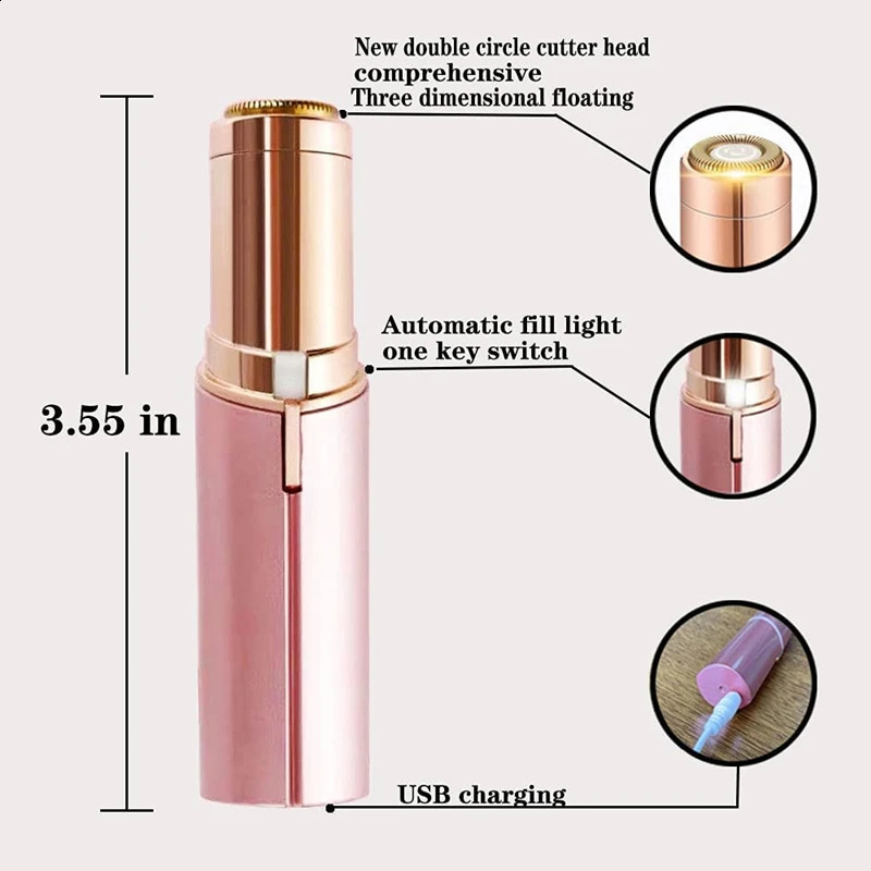 Womens Hair r Epilator Face Lipstick Shaver Electric Eyebrow Trimmer Mini Shaver Epilator Tool 240701