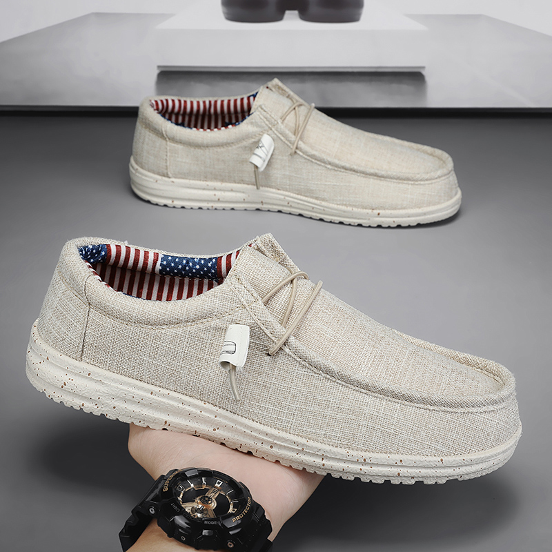 Men's Breathable Casual Canvas Slip Shoes Comfort Slip-on Loafer Soft Penny Loafers for Men Lightweight Driving Boat Shoes
