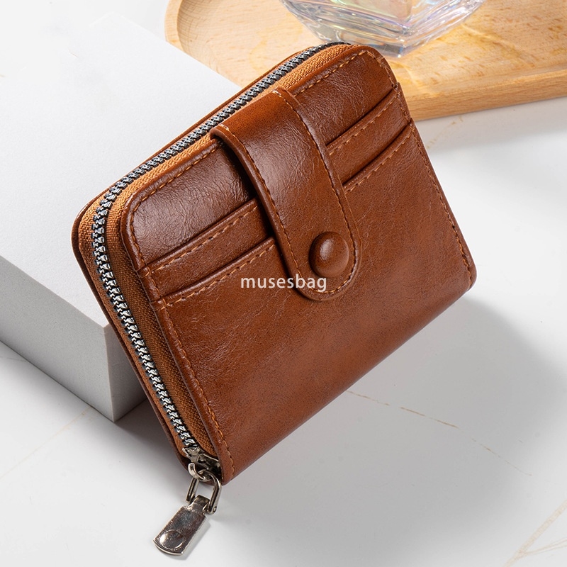 Fashionable and versatile for both men and women classic and practical multi slot wallet with zipper PU small fragrant casual leather zero wallet slot