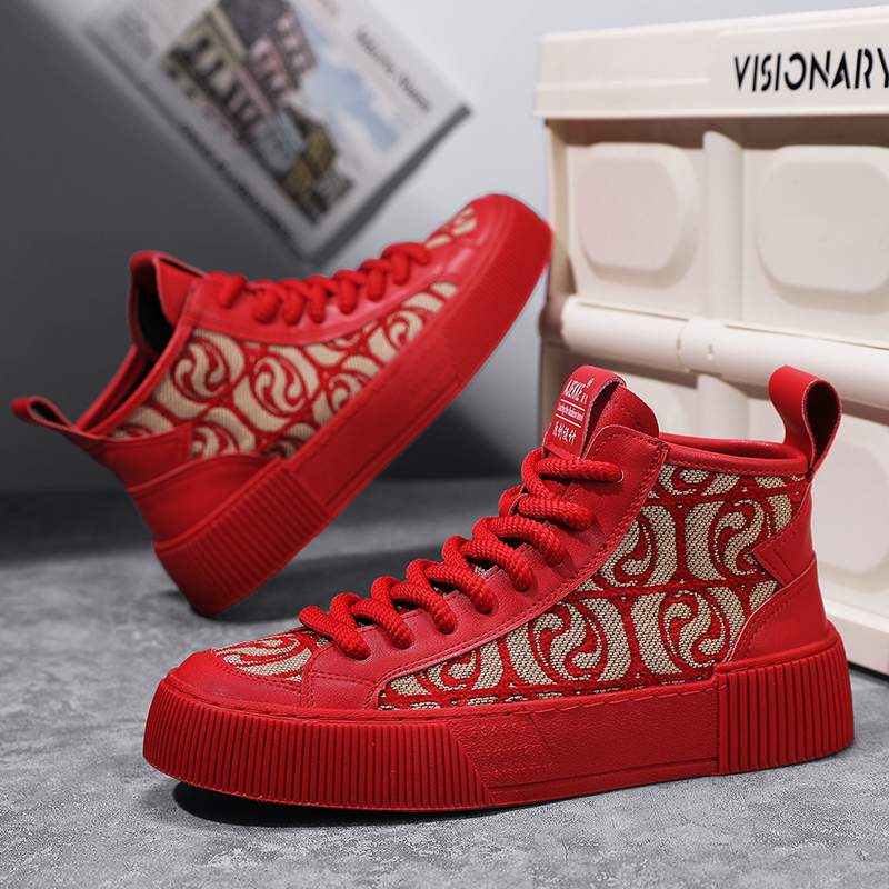 Original High Top Mens Skateboard Shoes 2024 Trend Red Sneakers Men Lightweight Platform Men's Vulcanized Shoes tenis de hombre