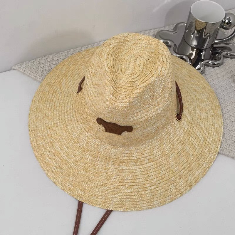 Designer Wide Brim Hats Beach Straw Hat Womens Vacation Sun Protection Hat Wheat Straw Panama Jazz Beach Hat Summer Western Cowboy Hat