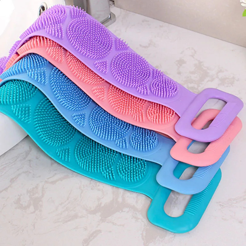 Body Sponge Silicone Bath Towels Scrubber Rubbing k Peeling Massage Shower Belt Extended Skin Clean Brushes 240701