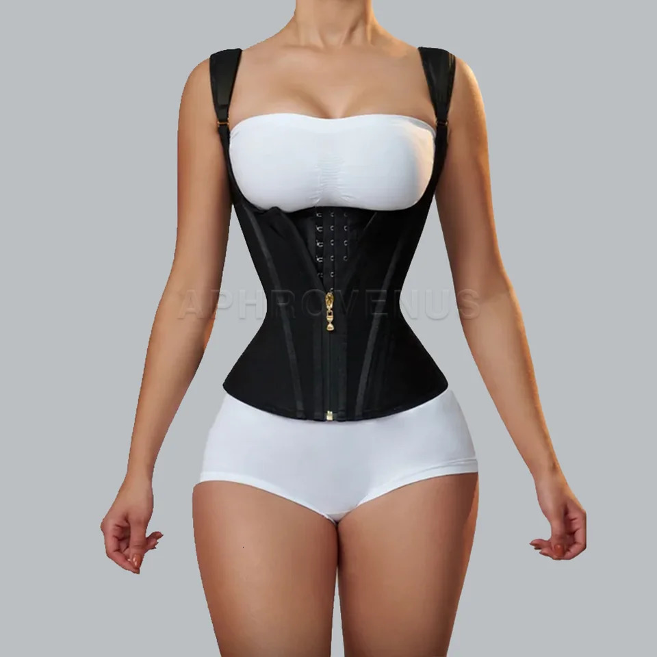Fajas Colombiana Double Compression Waist Trainer Corset with Bone Adjustable Zipper and Hookeyes Flat Belly Body Shaper 240624