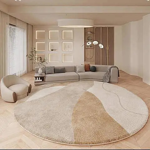 Designer carpet advanced wool texture round thickened short veet minimalist living room coffee table Wabi-Sabi modern simplicity H260226