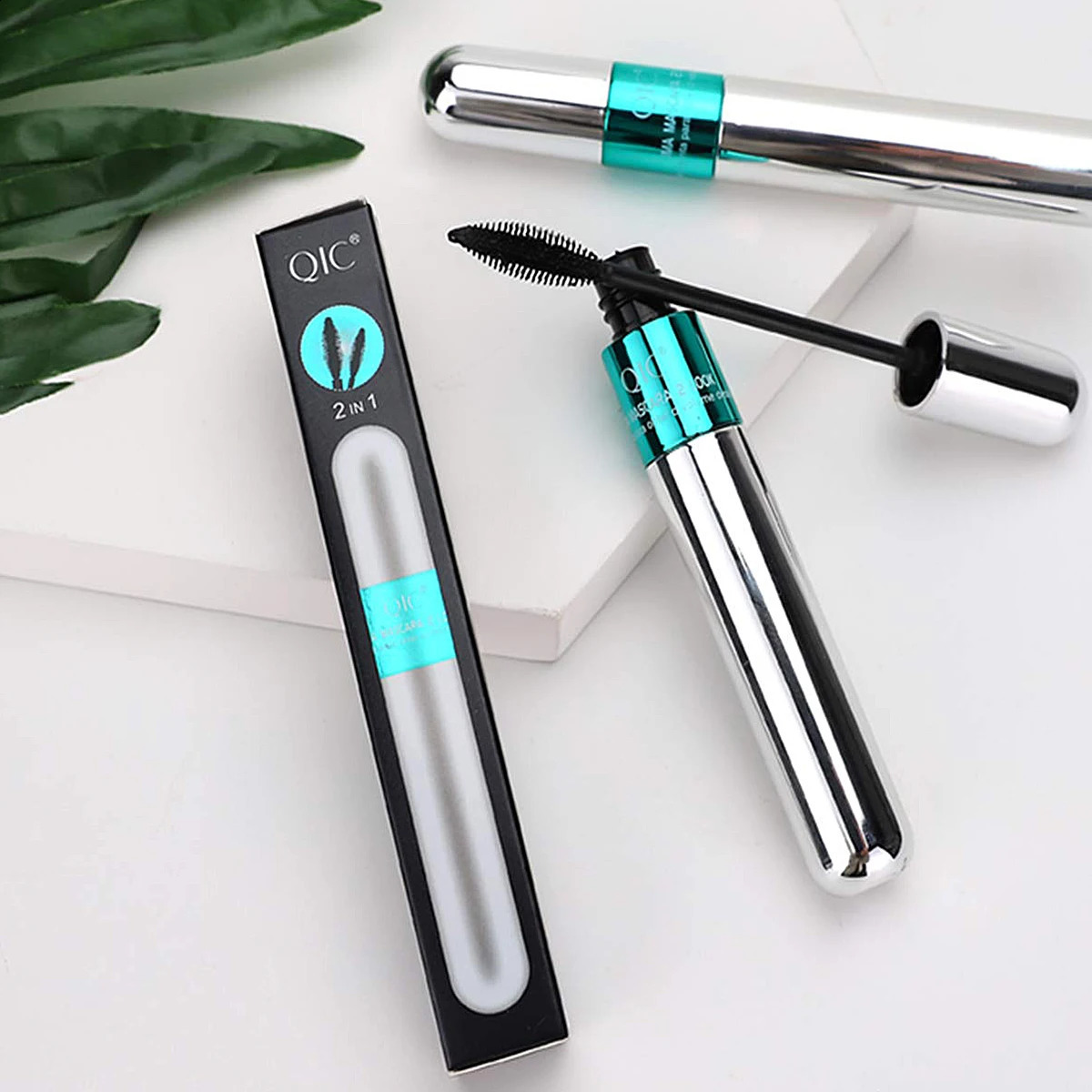 Double In-one Mascara Silk Fiber Mascara Waterproof Mascara for Eyelash Extension Black Thick Lengthening Eye Lashes Cosmetics 240701