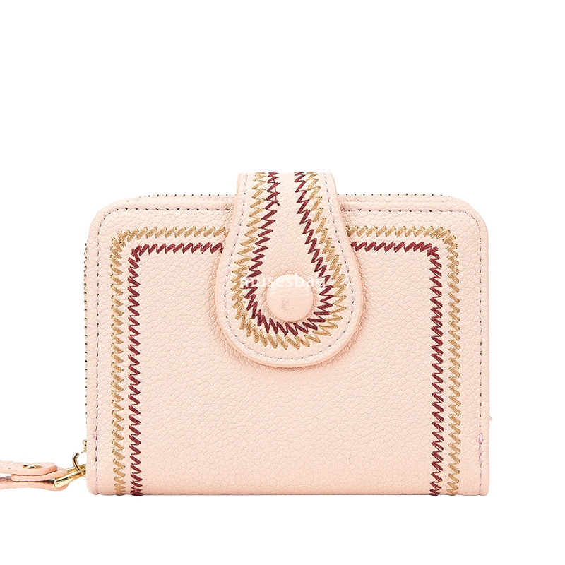 European and American women's temperament fashionable wallet short zero wallet new trendy and lightweight multifunctional organ card bag embroide