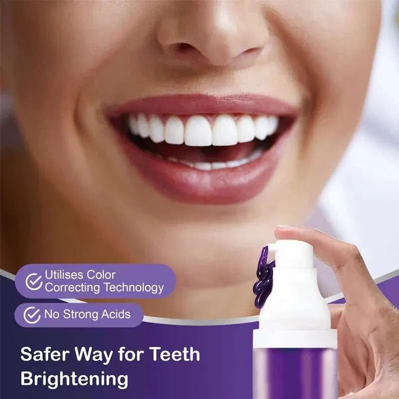 Toothpaste Purple Color Corrector Toothpaste For Teeth White Reduce Yellowing Tooth Care Toothpaste 30ml 240701