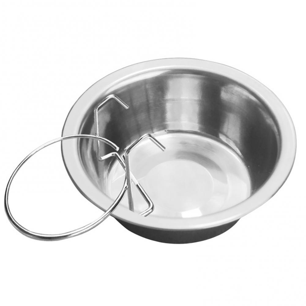 Metal Dog Pet Bowl Cage Crate Non Slip Hanging Food Dish Water Feeder with Hook