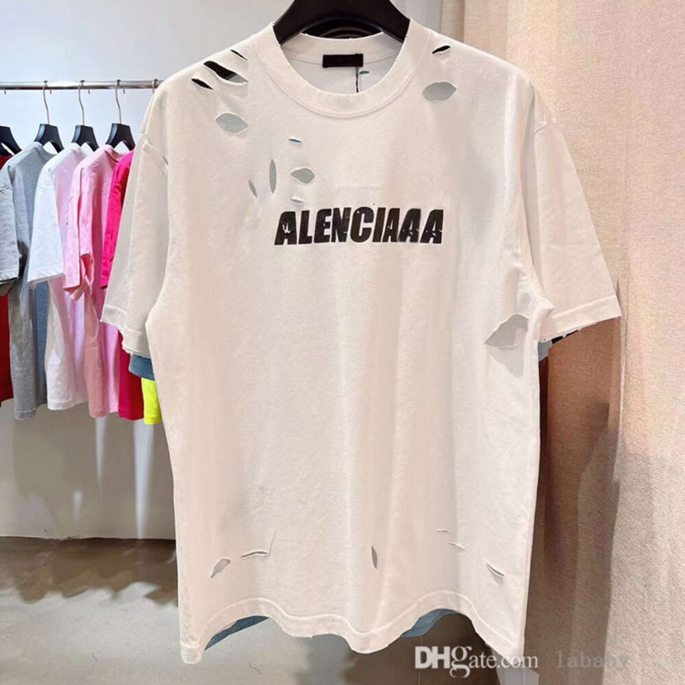 Designer Mens T Shirt Casual Womens Tees Luxury Letter Printed Crack And Hole Short Sleeve Top Loose Oversized T-Shirt