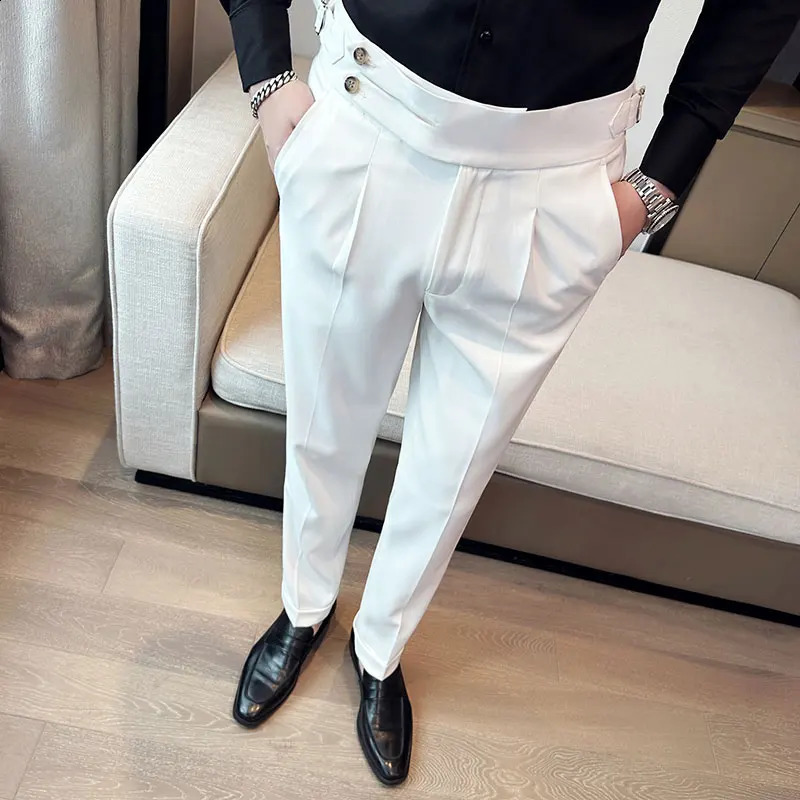 SpringSummer British Style Naples Suit Pants Men Slim Fit Casual Formal Dress Pants High Quality Business Social Suit Pant 240701
