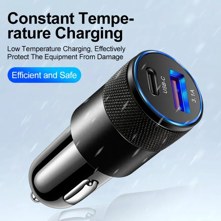 Portable PD+USB 15W Car Charger Battery Charger For 3.1A Car Mobile Phone Car Charger For IPhone 11 12 13 14 XR