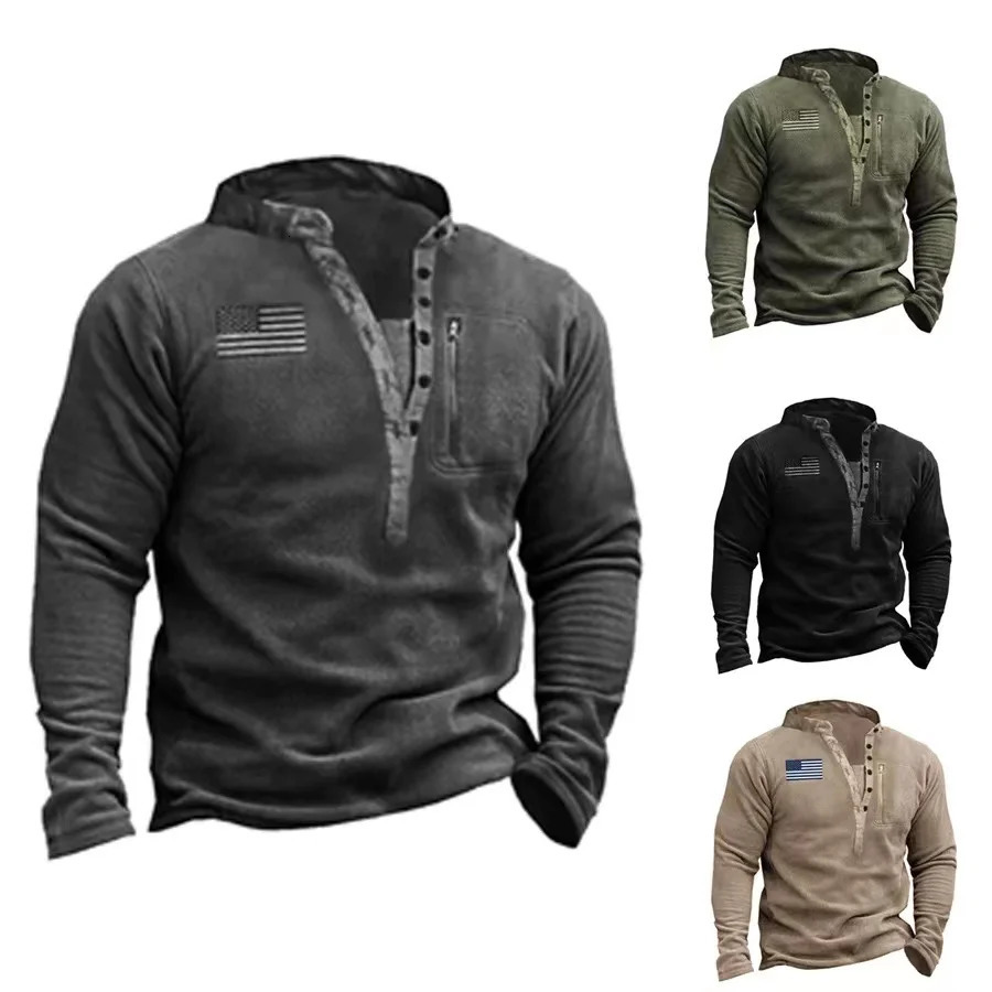 Mens Tactical Outdoor Polar Wool Jacket Hunting Suit Warm Zipper Decorative Pullover Windproof Coat Hiking Sweater 240620