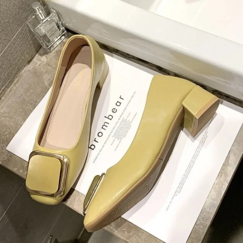 Women Ballerinas Square Toe Slip on Ballet Low Heel Women Loafers Leather Ladies Casual Women Shoes 250228