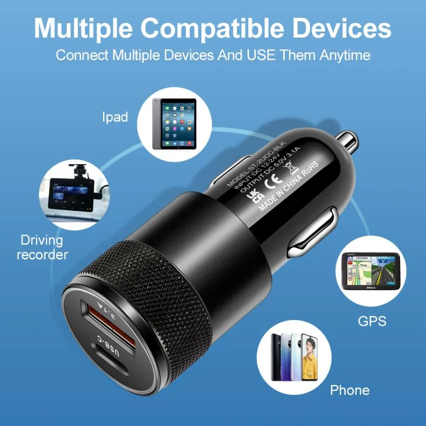 Portable PD+USB 15W Car Charger Battery Charger For 3.1A Car Mobile Phone Car Charger For IPhone 11 12 13 14 XR