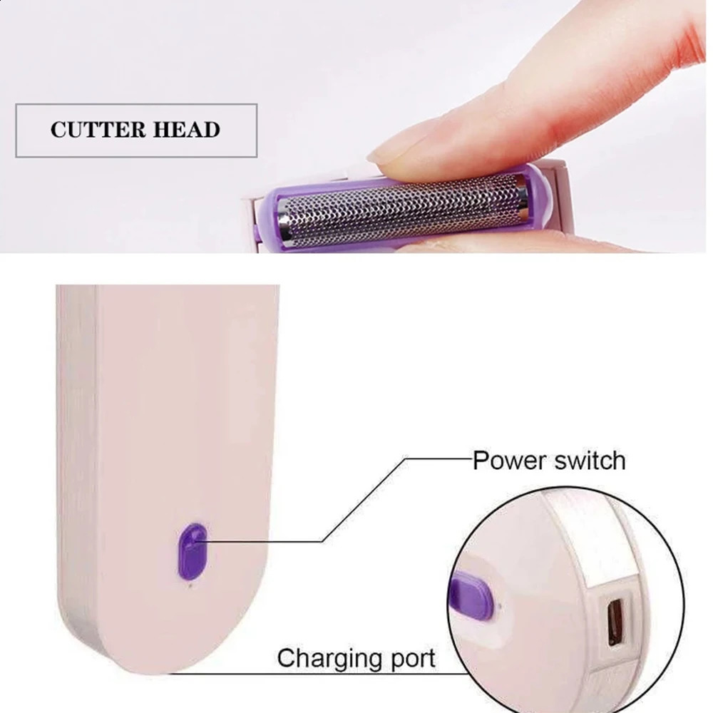 Women Hair Eraser Hair Touch Light Safely Sensor Shaver USB Rechargeable Face Leg Bikini Hand Shaver Hair r Lady 240701