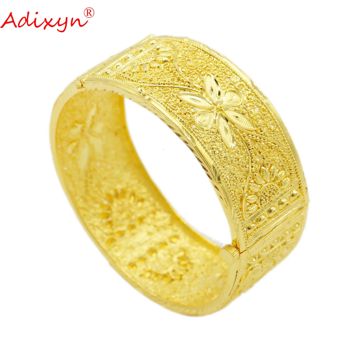 Adixyn womens hand bracelets 24k gold color can openbangles for unisex indian dubai jewelry wide bangle wedding gifts N022231 240626