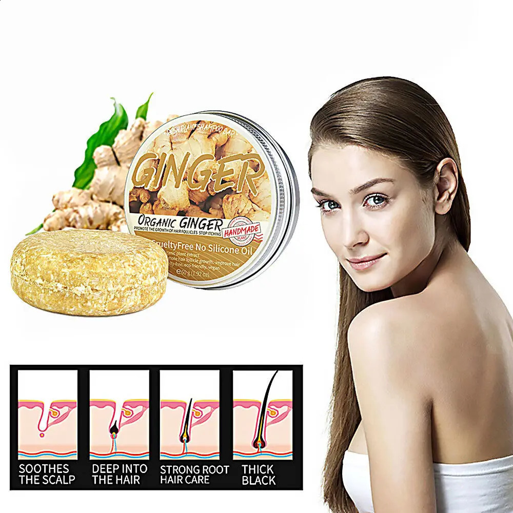 Korean Organic Ginger Shampoo Bar Anti Hair Loss Shmpoo Soap Care Soap Bathing Accessories Hair Care Tool 240701