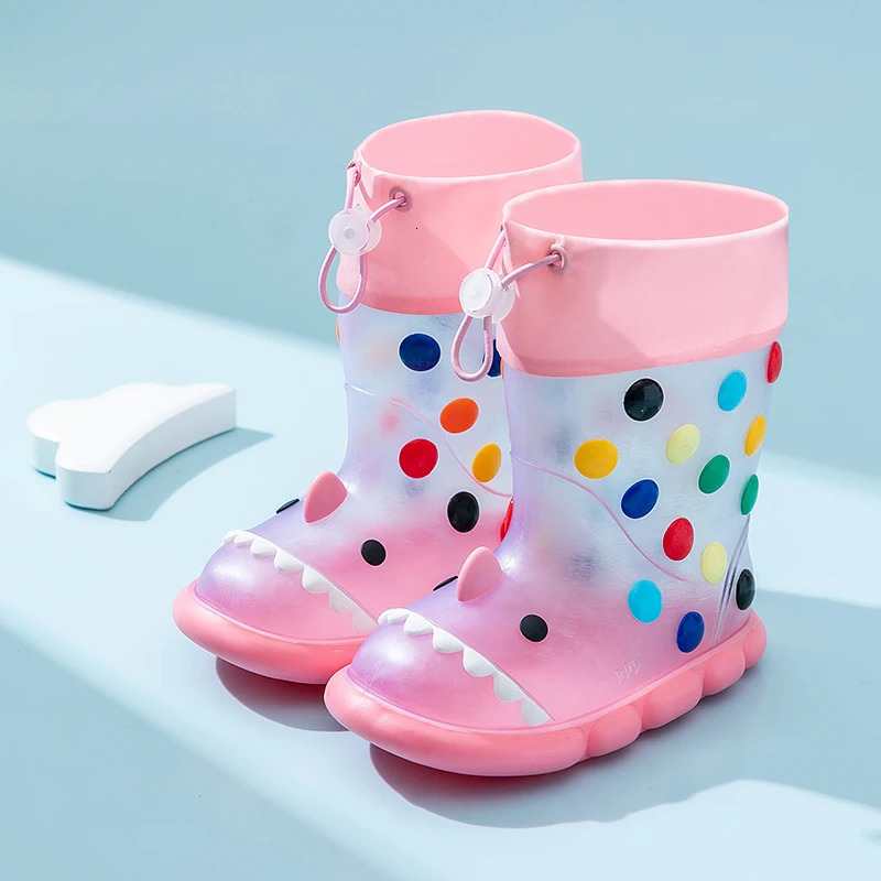 Children transparent RainBoots Baby Boys Girl PVC Outdoor Cartoon shark for Kids Waterproof Shoes Water boots girl 240625