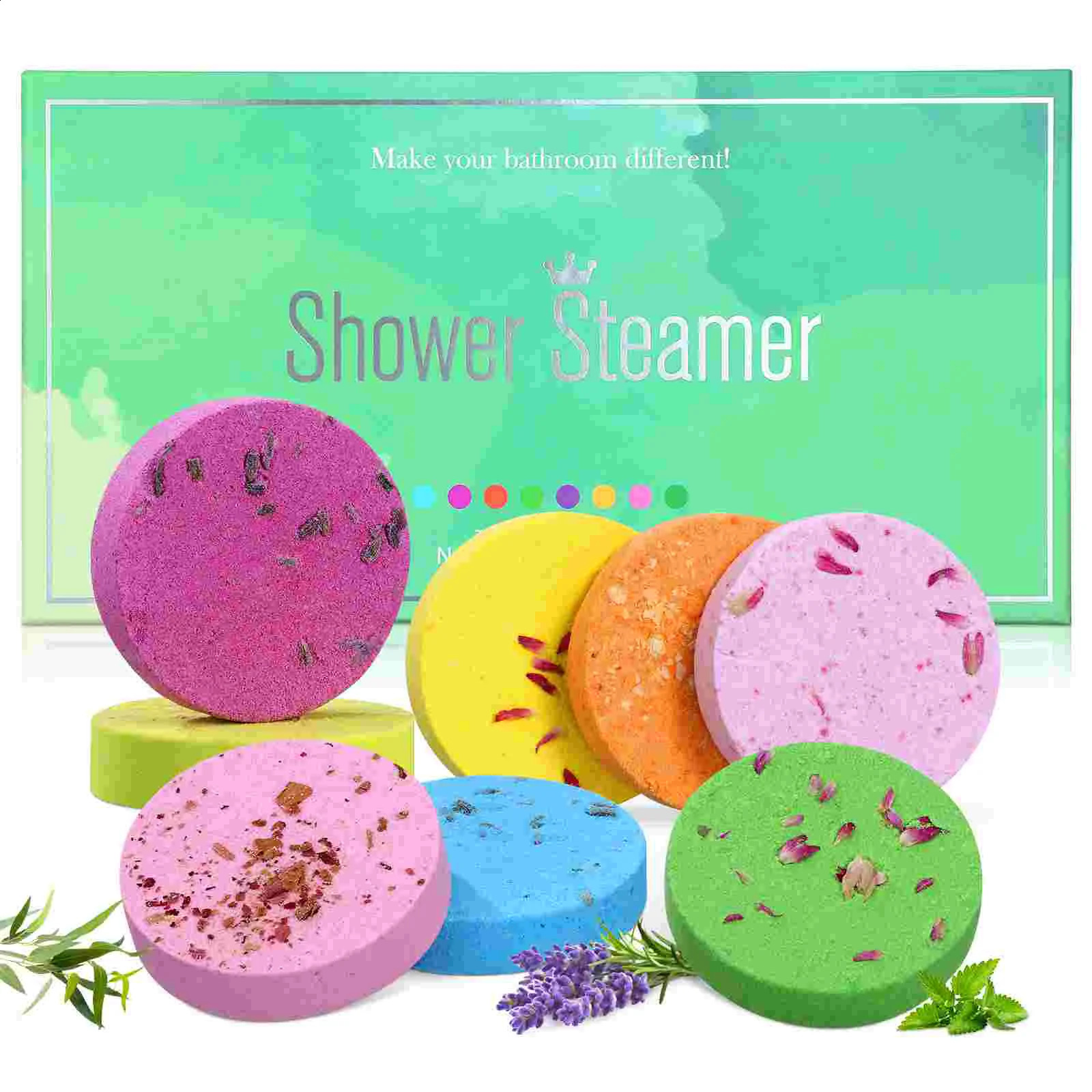 8 Pcs Aroma Shower Piece Natural Bath Tablet Relief Mood Tool Dried Flower Essential Oil Women Home Salt Body Lotion 240701