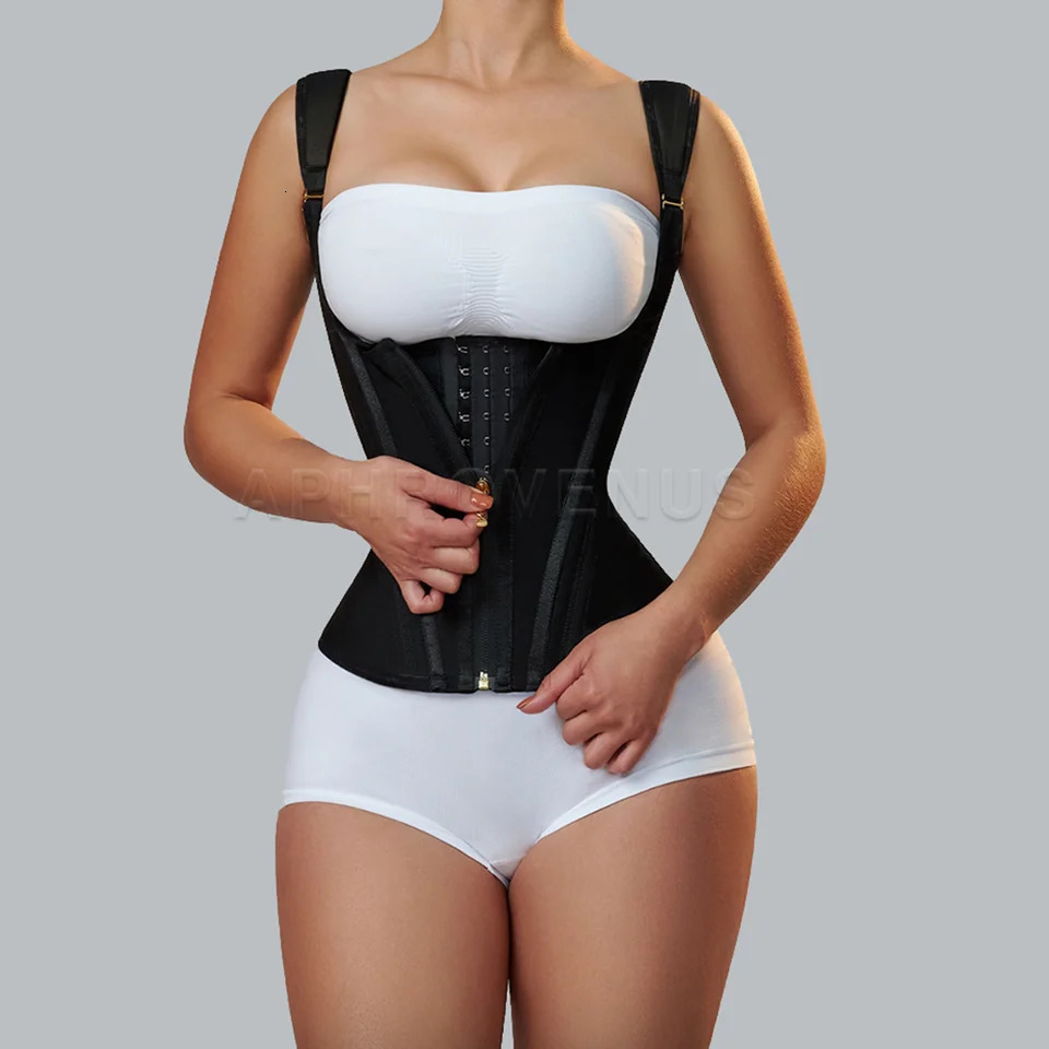 Fajas Colombiana Double Compression Waist Trainer Corset with Bone Adjustable Zipper and Hookeyes Flat Belly Body Shaper 240624