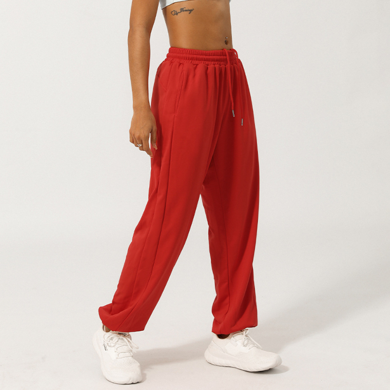 AL2426 Yoga Jogger Sweatpants Relaxed-fit Fiess Sports Loose Lounge Lantern Pants Drawcords Unisex Studio-to-street Dance Trousers with Pockets