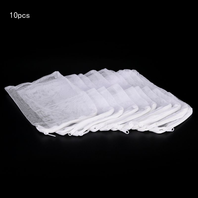 10 Pcs Aquarium Filter Bags Fish Tank Media Mesh Filter Bags Net Bag With Zipper For Activated Carbon Biospheres Ceramic Ring