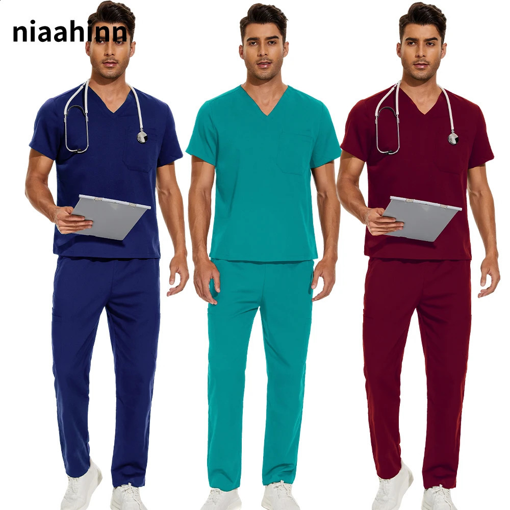 High Quality Unisex Scrubs Uniform Nurse Suit Pet Beauty Shop Sets Spa Uniforms Womens Scrub Sets Work Wear Oversized 240701