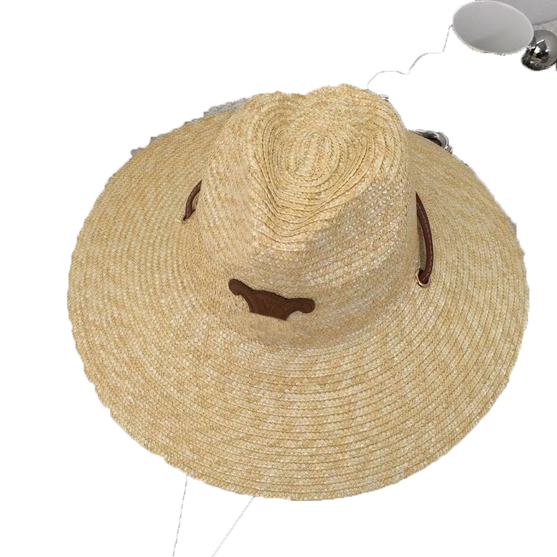 Designer Wide Brim Hats Beach Straw Hat Womens Vacation Sun Protection Hat Wheat Straw Panama Jazz Beach Hat Summer Western Cowboy Hat