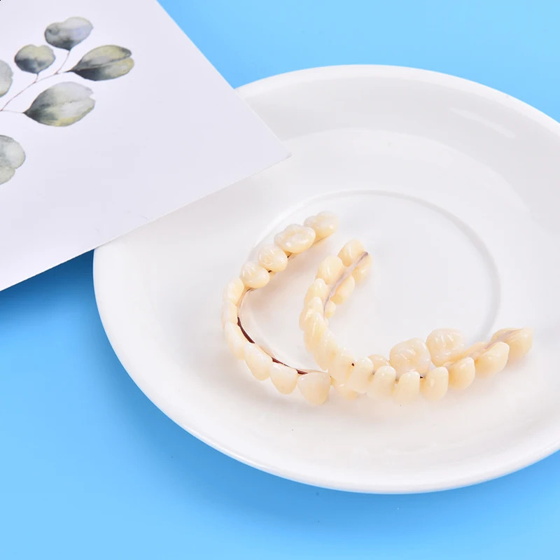 28pcs Resin False Teeth Dentures Temporary Fake Tooth Upper Lower Removable Dental Veneers 240701
