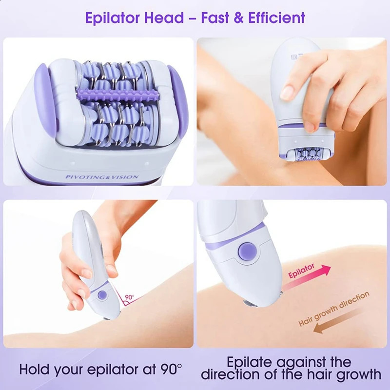 3in1 Electric Women Epilator Female Shaver Leg Body Lip Chin Lady Bikini Trimmer Hair r 240701