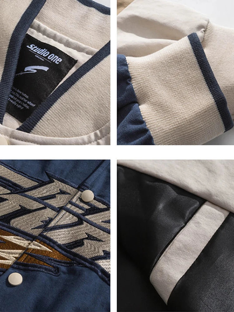 American Embroidered Baseball Uniform Jackets Mens Punk Racing Jacket S Couple Motorcycle Toolingcoat Street Casual Coats 240701