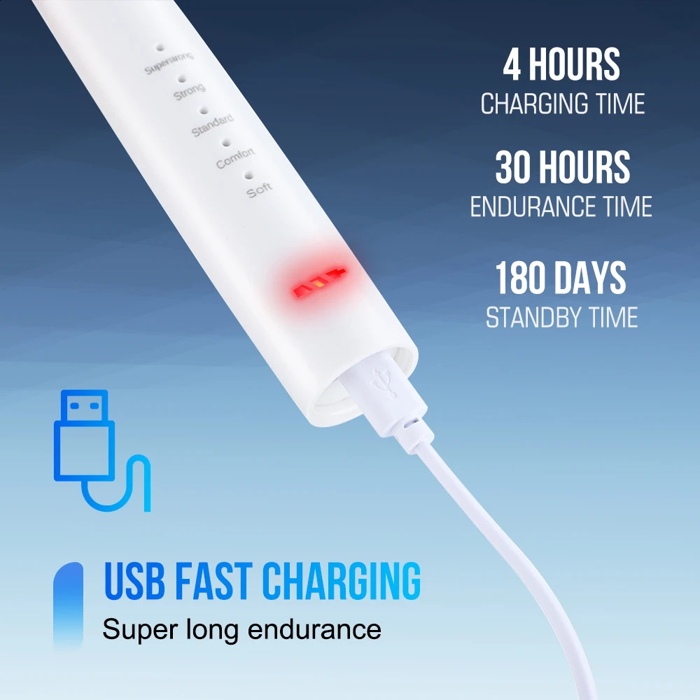 Sonic Rechargeable Electric Toothbrushes Teeth Cleaner Instrument Waterproof USB Fast Charging Device For Dental Brush 240701