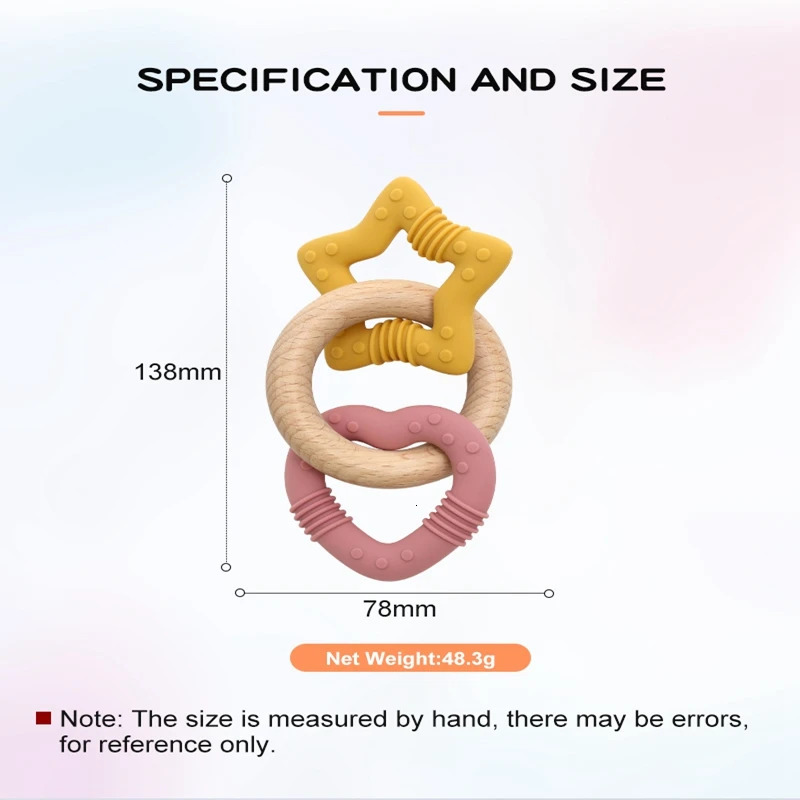 Baby Teether Silicone Teething Toys Love Ring born 0 12 Year Old No BPA for Infant Gifts 240625