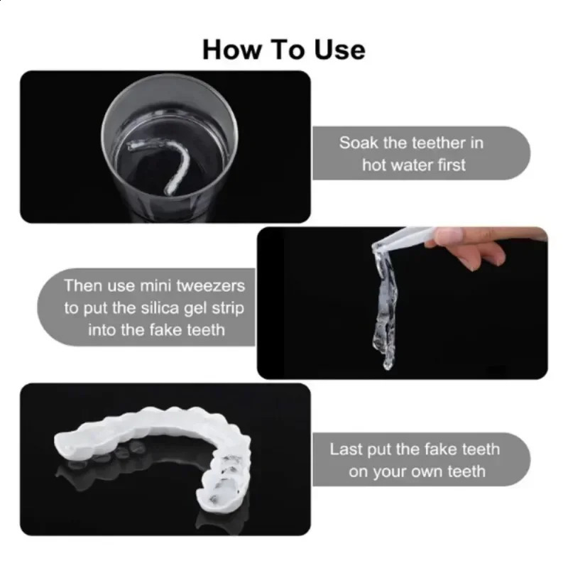 Perfect fit teeth whitening denture cover silicone smile veneer upper teeth beauty tools cosmetic teeth free delivery 240919