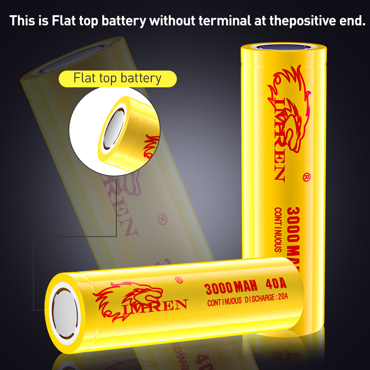 High Capacity IMREN IMR18650 3000mAh 3.7V 40A Rechargeable Li-Ion Battery - Ideal for Headlamps & Flashlights