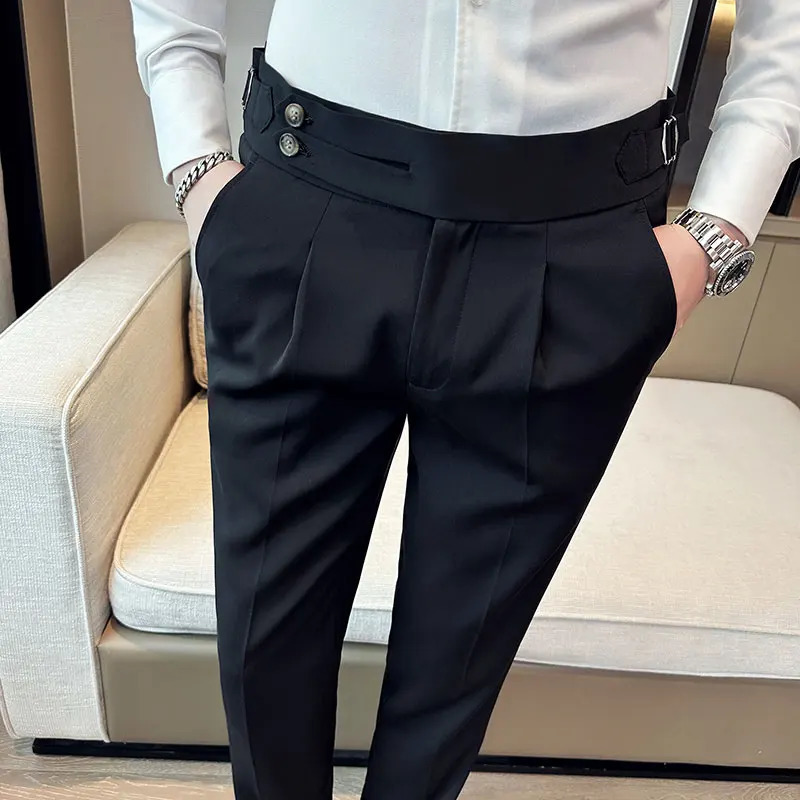 SpringSummer British Style Naples Suit Pants Men Slim Fit Casual Formal Dress Pants High Quality Business Social Suit Pant 240701