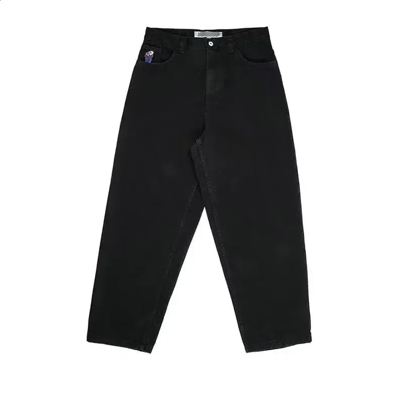 Hip Hop Cartoon Street Clothing Polar Big Boy Jeans Embroidered Y2K Pants Retro Blue Pocket Jeans Mens High Waist Wide Trouser 240701