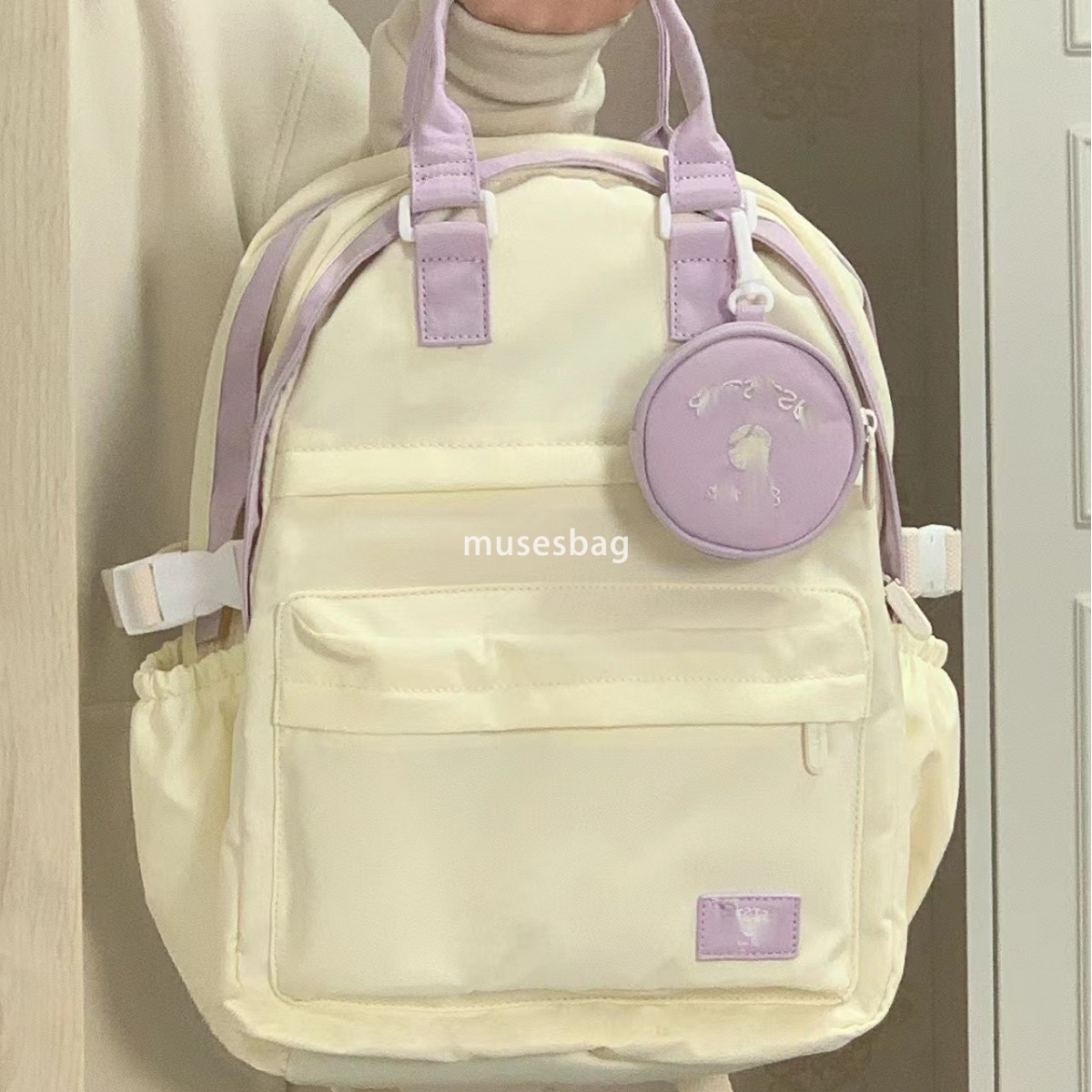 High quality women's fashionable small fresh and simple large capacity backpack new multifunctional compartment for class small bag pendant shoul
