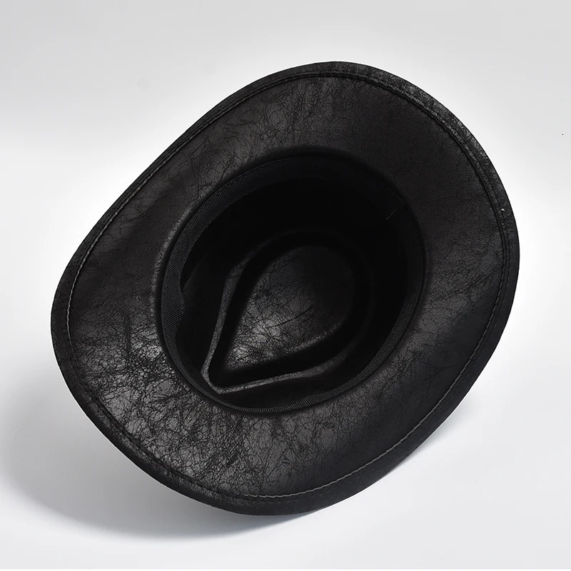 Western Cowboy Hat Faux Leather Vintage Gentleman Jazz Hats for Men Women Panama Cowgirl Hat Sombrero Hombre 240701