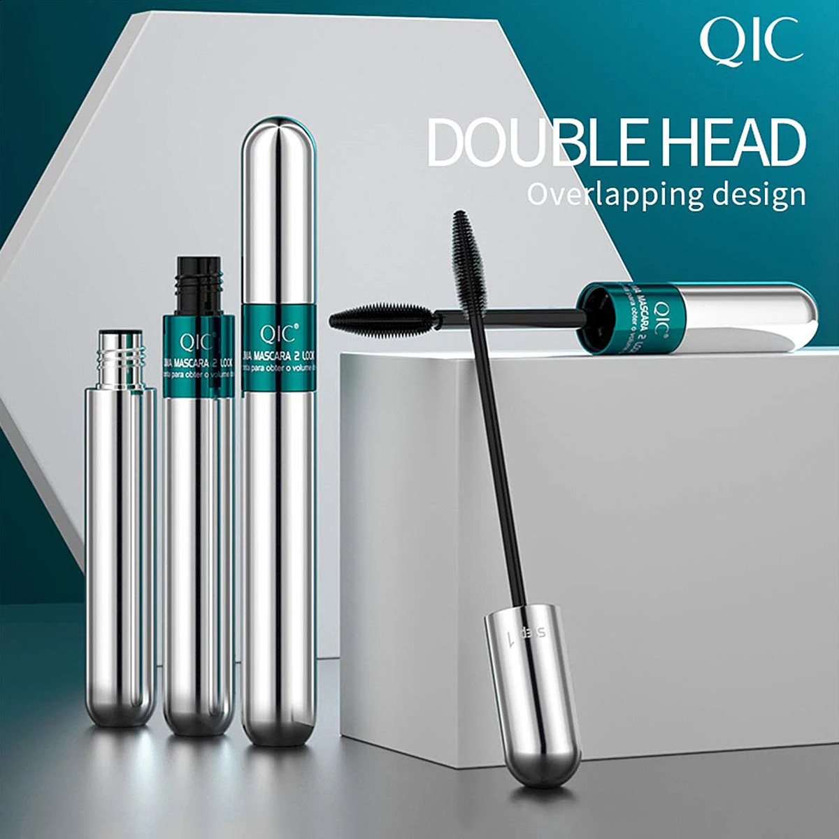 Double In-one Mascara Silk Fiber Mascara Waterproof Mascara for Eyelash Extension Black Thick Lengthening Eye Lashes Cosmetics 240701