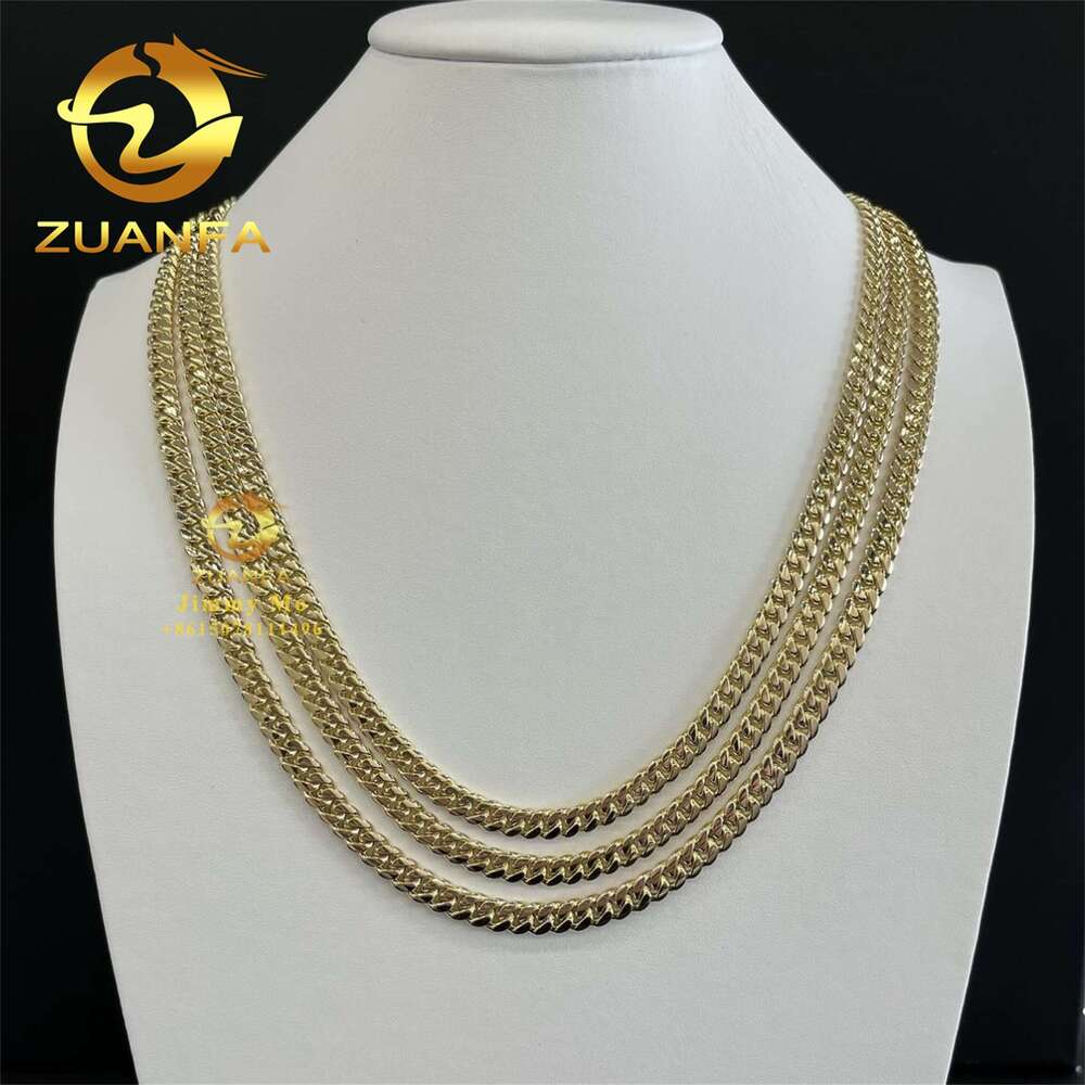 Popular 10Mm 12Mm Au750 Real Solid Yellow Gold Iced Out Hip Hop Jewelry Man Miami Cuban Plain Chain